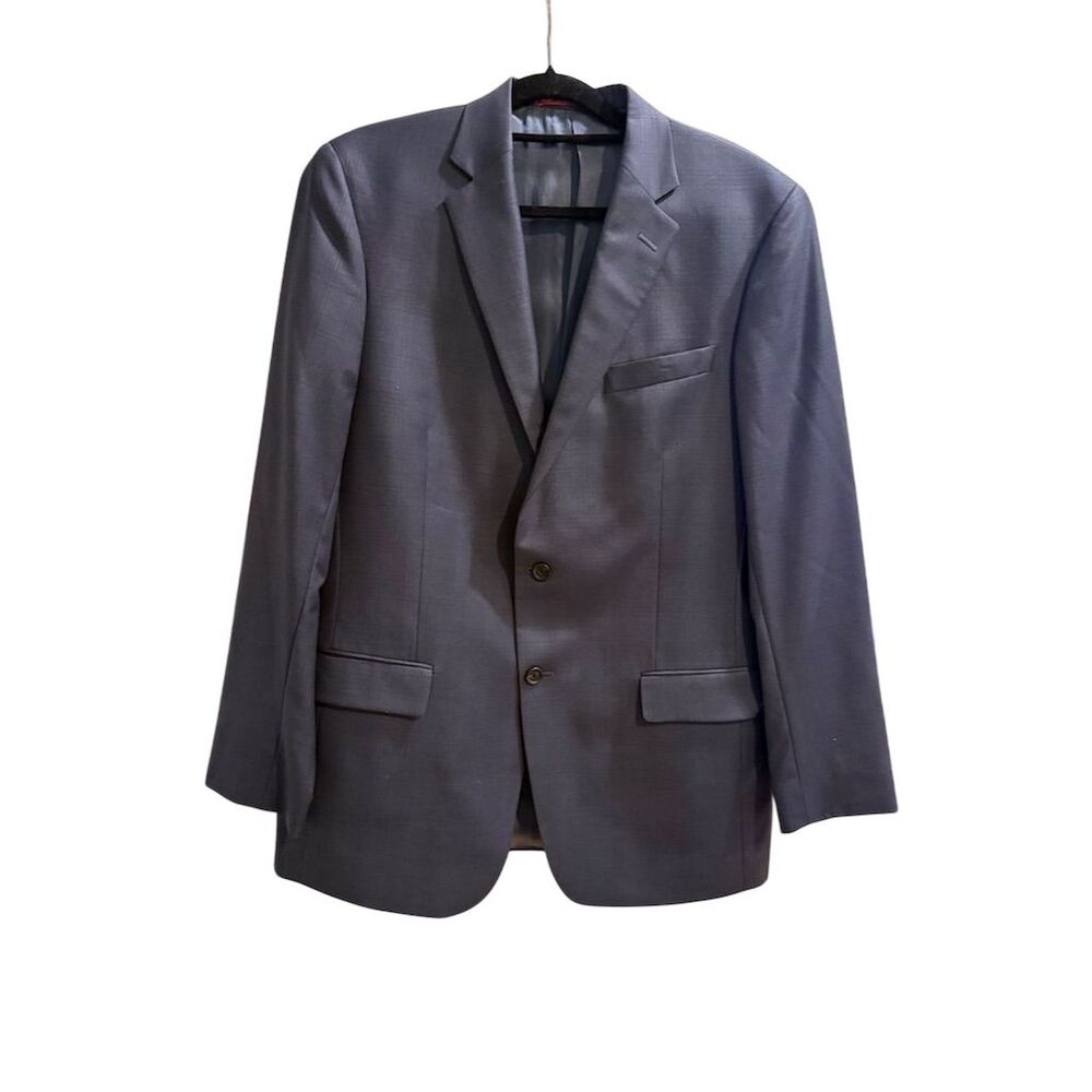 Hart Schaffner Marx Men's Blue Wool Blazer Size 44 Two-Button Classic Fit